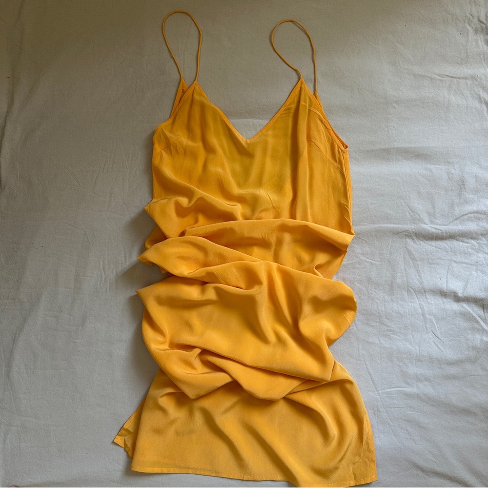 Acacia. Slip dress. Yellow-orange. XS SILK